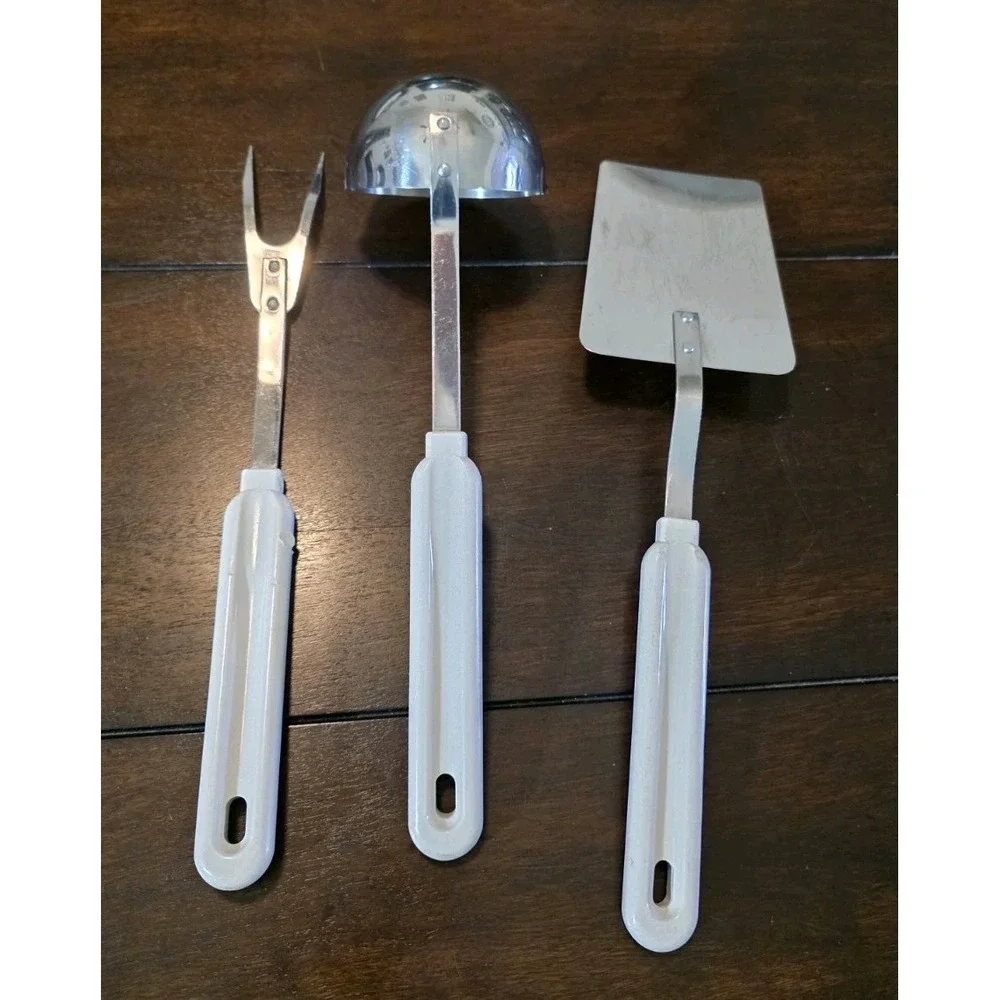 Vintage 3 Piece Robinson Kitchen Utensils Spatula Meat Fork Soup Ladle Stainless